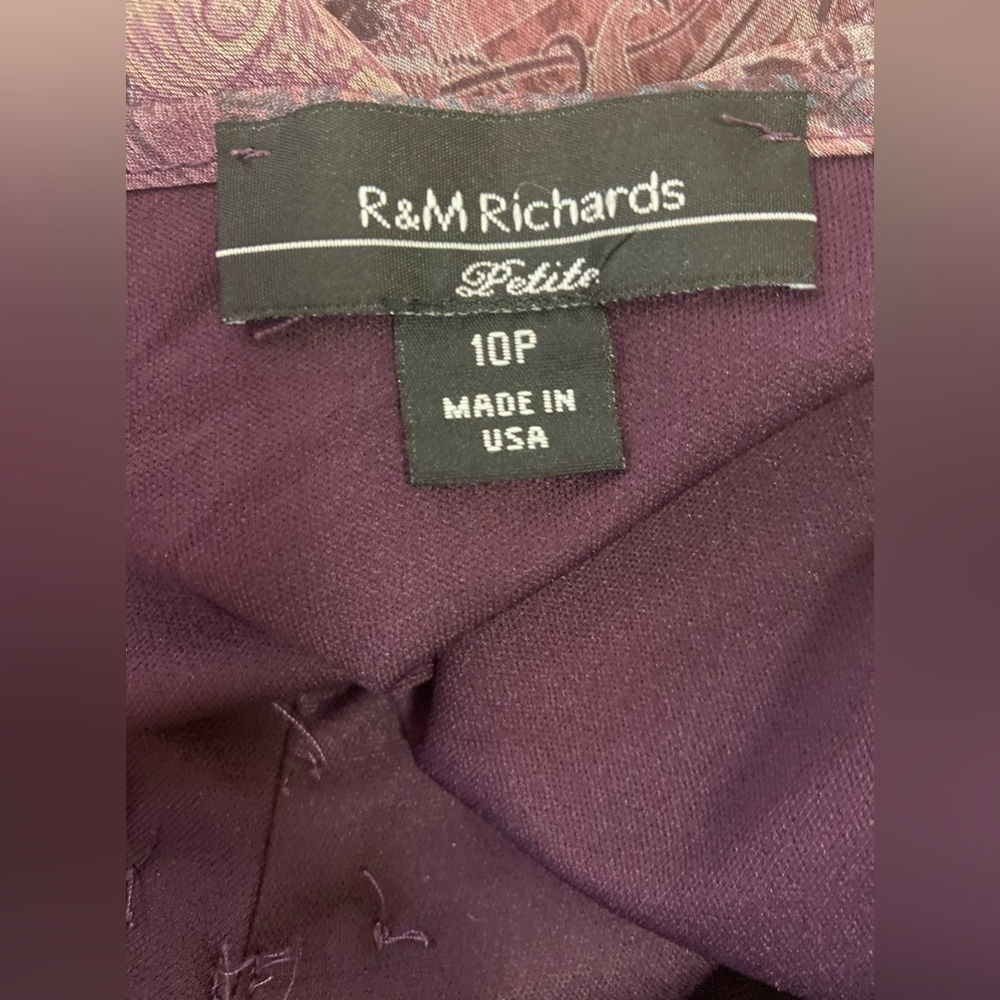 R&M Richards~Floral Sheer Layered Dress~Short Bell Sleeve~Vintage~Lined~Size 10P - Picture 2 of 11
